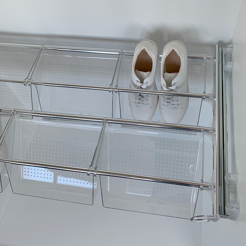 Plus - Shoe rack 6V - transparent - bright aluminium - transparent polycarbonate 3